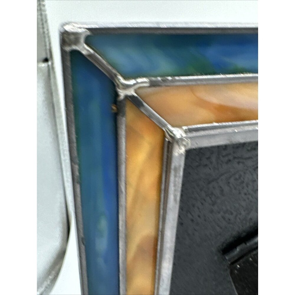 Handmade Stained Glass Picture Frame 5” By 7” Blue Brown - Picture 8 of 14